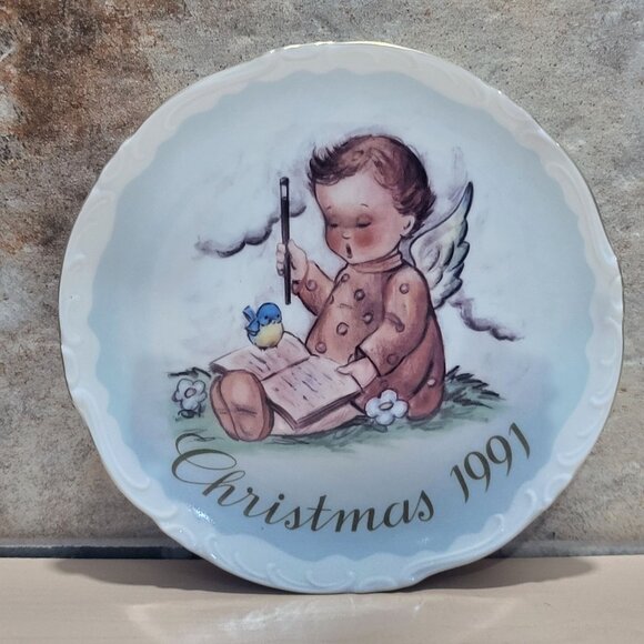 Schmid Hummel Christmas 1991 A Message From Above Decorative Wall Hanging Plate - Picture 1 of 11